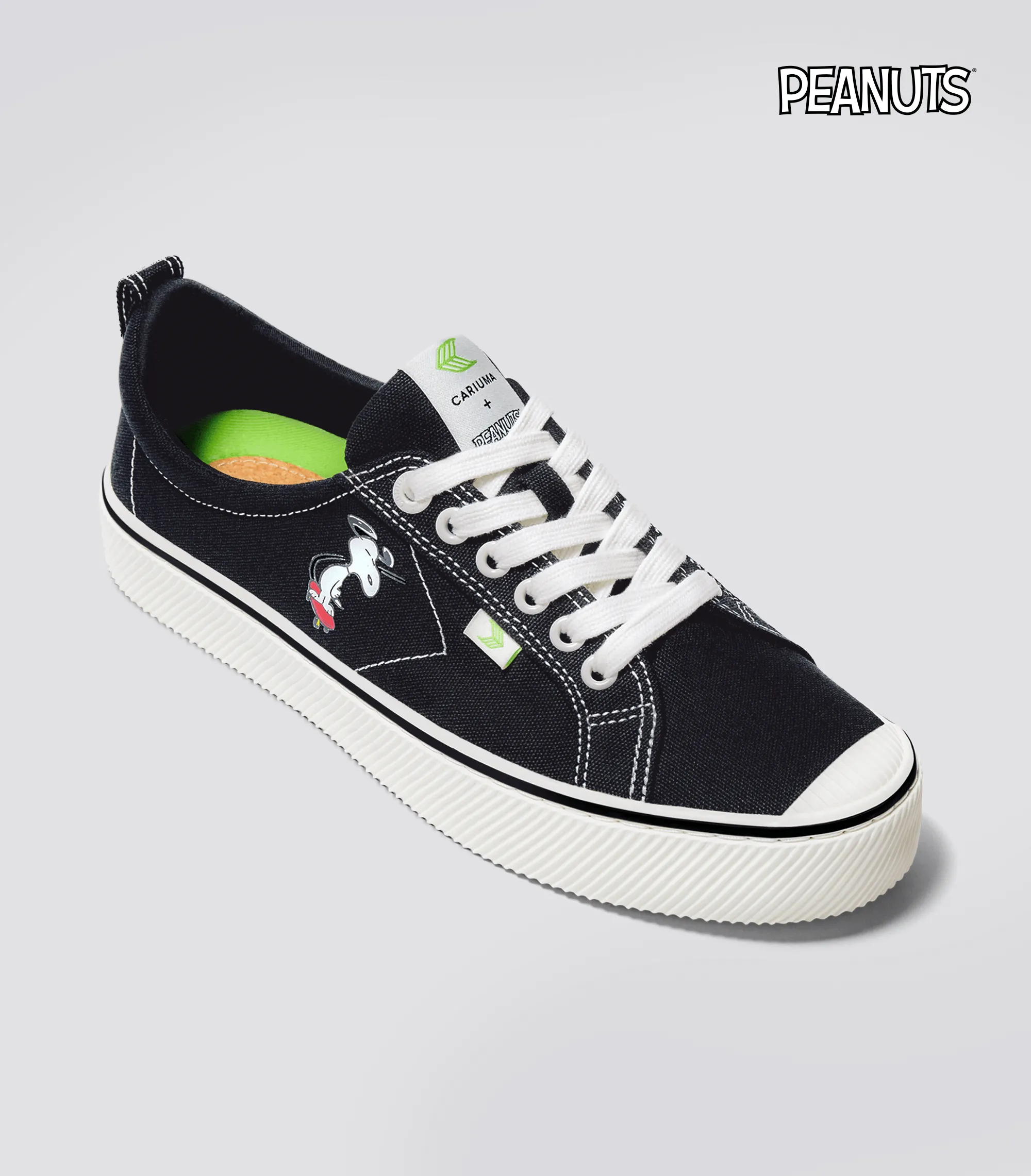 PEANUTS OCA Low Snoopy Skate Black Canvas Sneaker Women