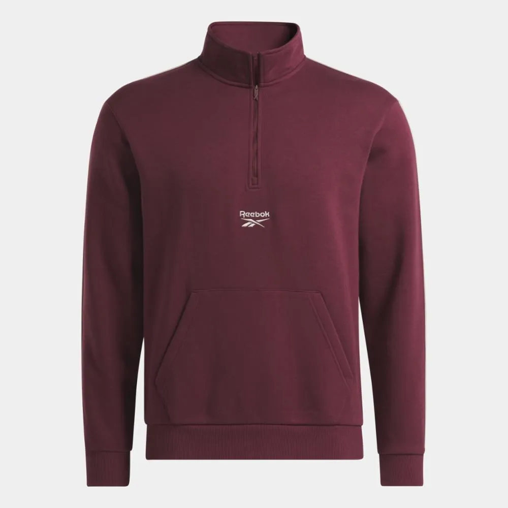 Reebok Apparel Men Reebok Identity Vintage Sport Quarter-Zip Sweatshirt CLASSIC MAROON F23