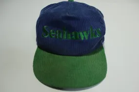 Seattle Seahawks Corduroy Vintage 80s Adjustable Back Snapback Hat