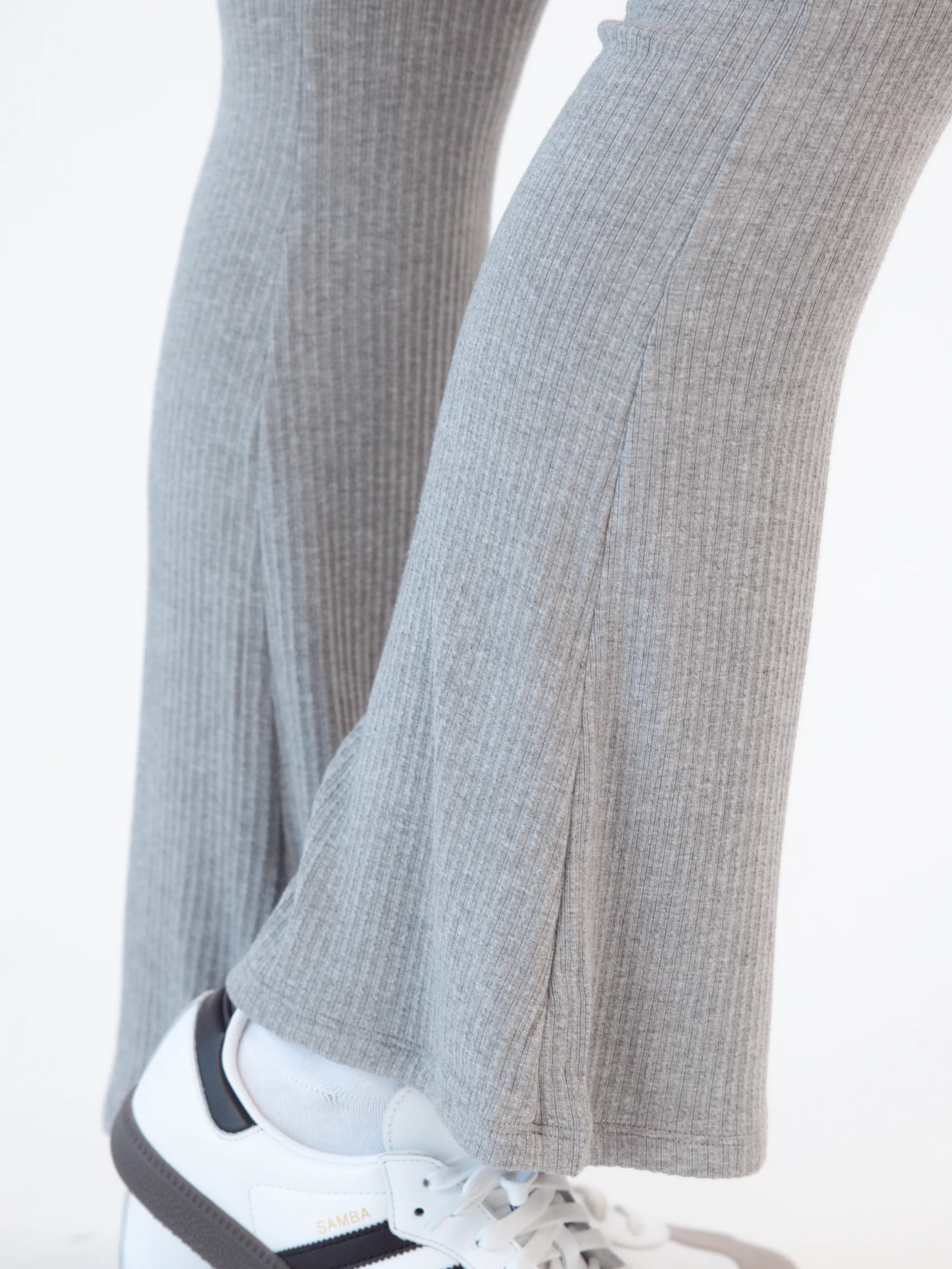 Soft Ribbed Knit Lounge Flare Pants