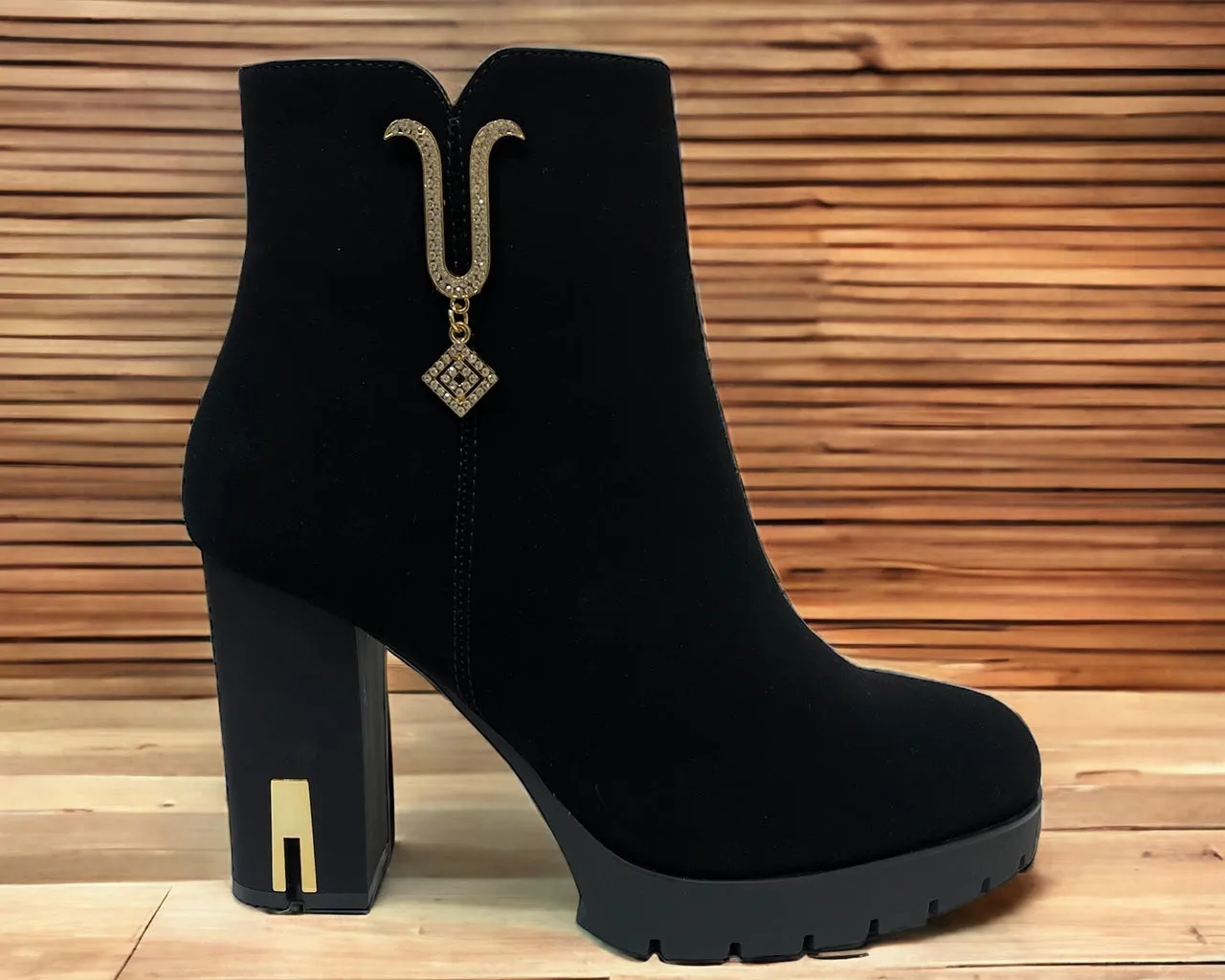 Women's Block High Heels Zip Ankle Boots