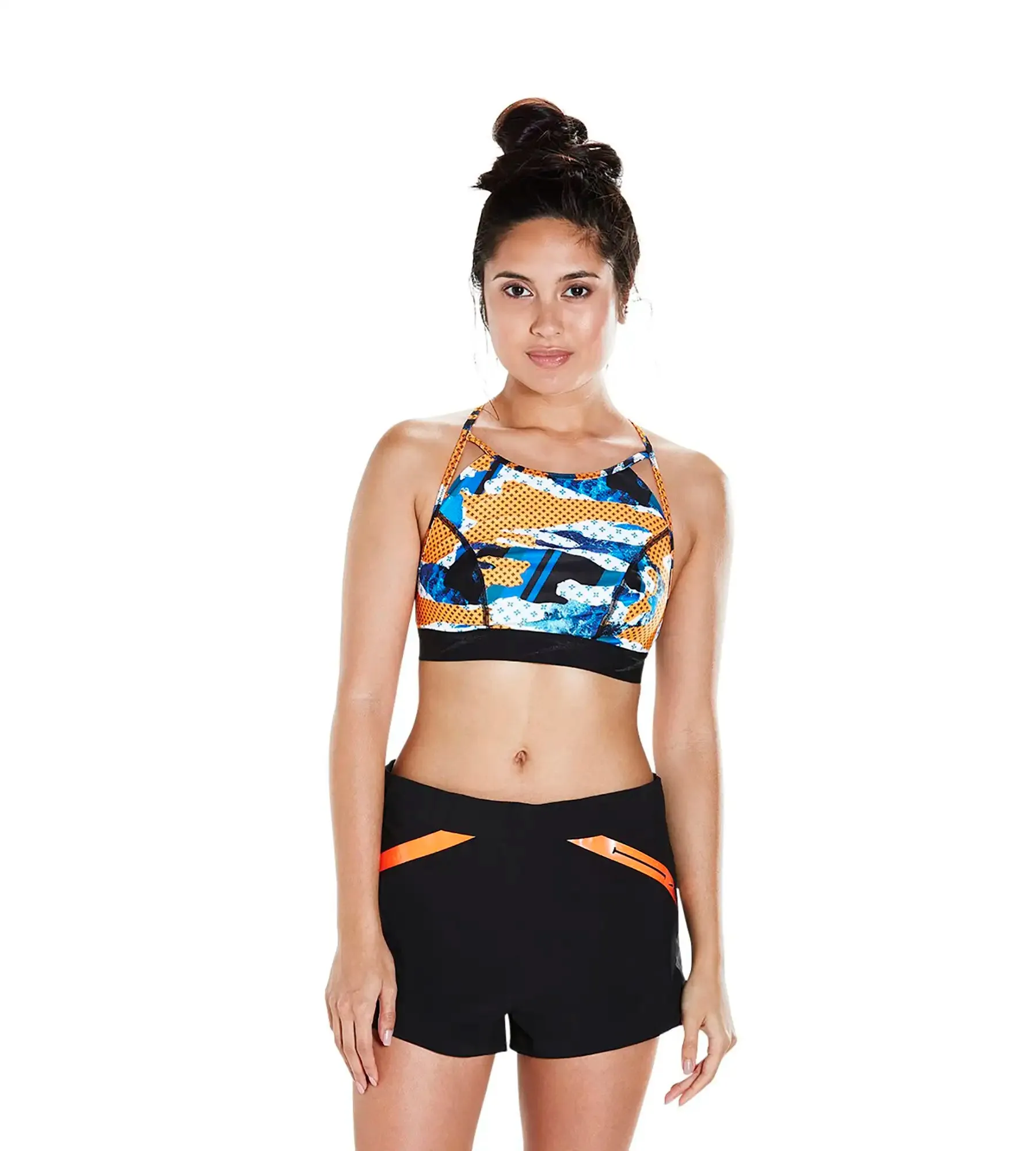 Women's Inject Wave Crop Top H20 Active - Black & Orange