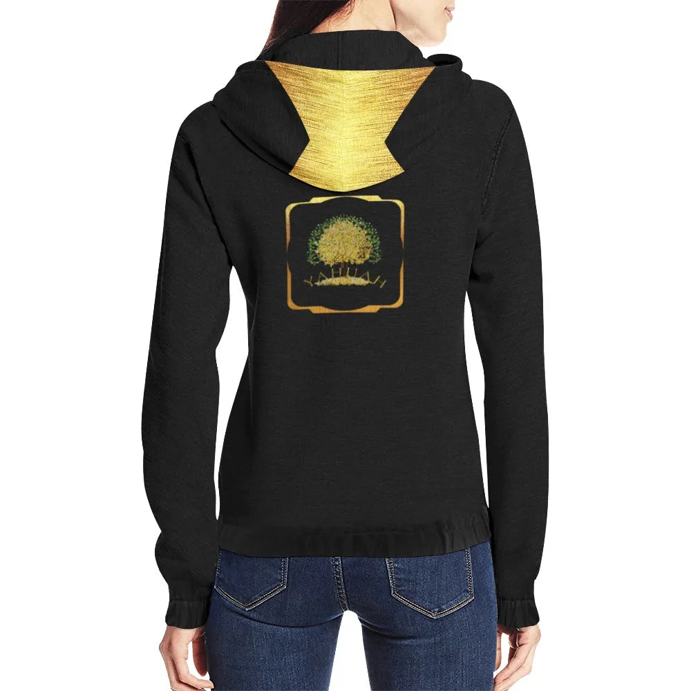 Yahuah-Tree of Life 03-01 Ladies Designer Full Zip Hoodie